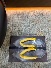 ALAIA 26S THONG SANDALS IN YELLOW SATIN AND TRANSPARENT PVC