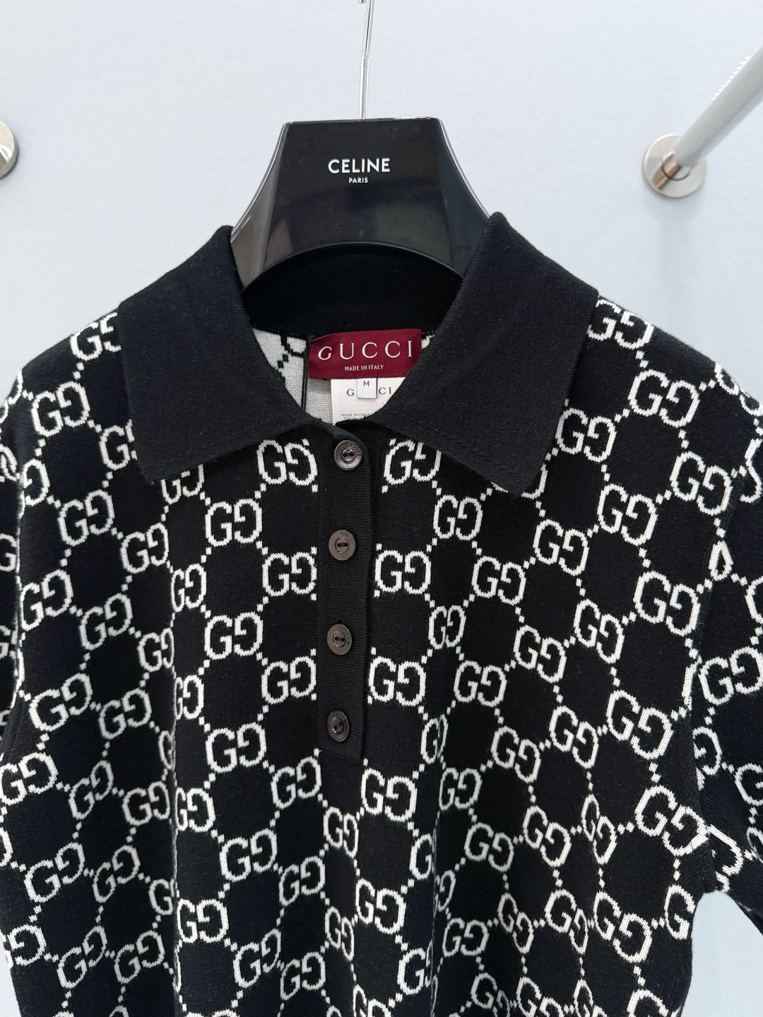 GUCCI 26S SHORT-SLEEVE KNIT POLO SHIRT 248