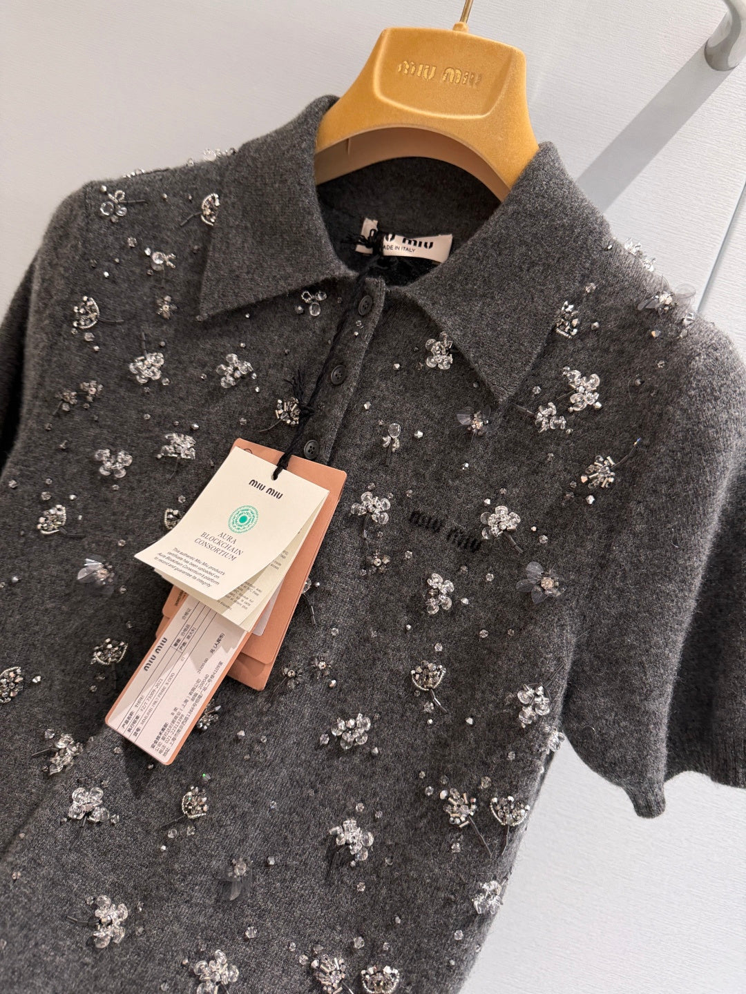 MIUMIU 26S SHORT-SLEEVED KNIT POLO SHIRT STYLE 1061