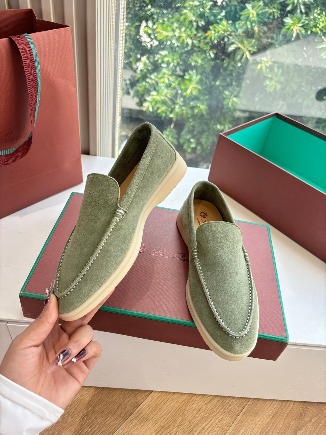 LP LOAFERS 25S IN OLIVE GRAY CASHMERE