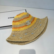 CHANEL 26S CROCHETED STRAW BUCKET HAT 337964