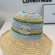 CHANEL 26S CROCHETED STRAW BUCKET HAT 337965