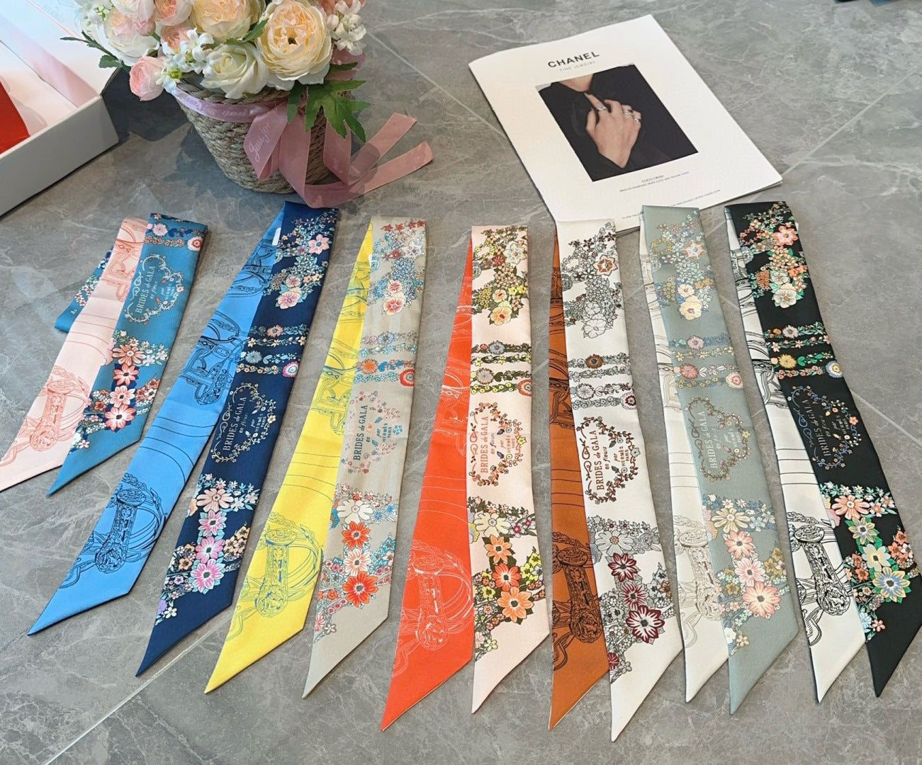 HERMES 25S SILK NECKERCHIEF 86 IN SILK 714382