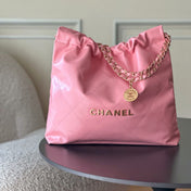 CHANEL 26S 22 BAG 42 IN LIGHT PINK QUILTED SHINY CALFSKIN