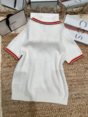 CHANEL 26S SHORT-SLEEVE KNIT POLO SHIRT 977