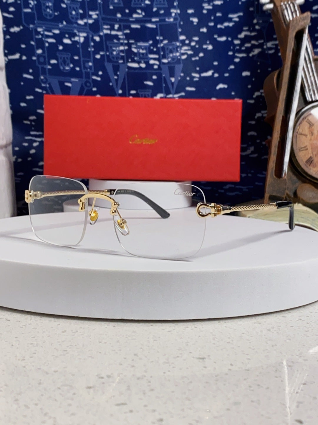 CARTIER 26S RIMLESS RECTANGULAR FRAME IN METAL 434045