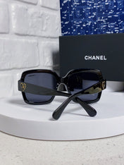 CHANEL 26S OVERSIZED BLACK SQUARE FRAME IN BLACK ACETATE 404755