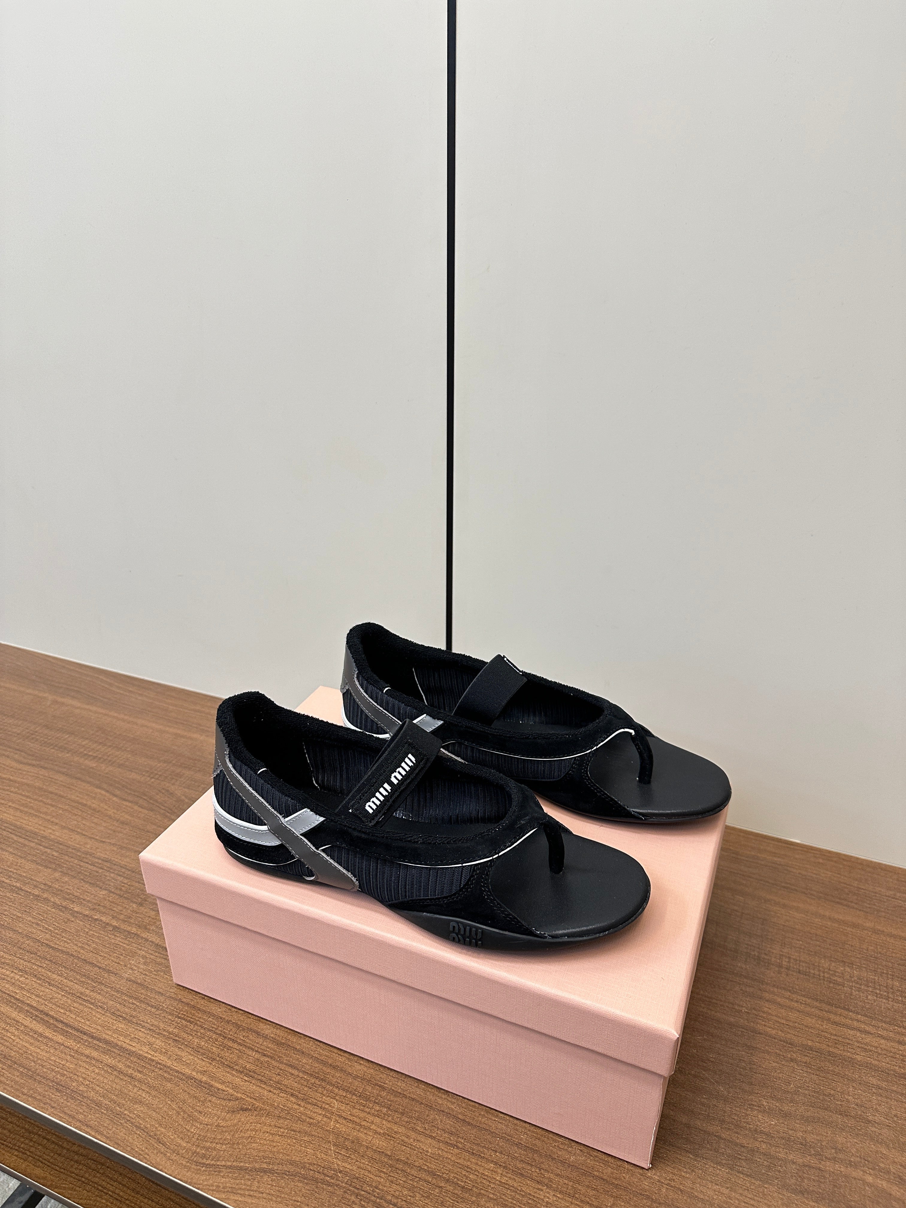 THONG SANDALS IN BLACK SUEDE MIX TECH FABRIC