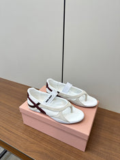 THONG SANDALS IN BEIGE SUEDE MIX WHITE TECH FABRIC