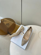 POINTED TOE HEELS 55MM IN NUDE MESH WITH RHINESTONES