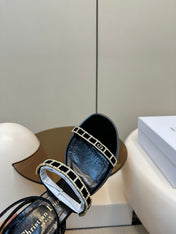 HIGH HEEL 25S SANDALS 85MM IN BLACK CALFSKIN RHINESTONES STRAP