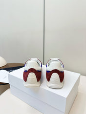 CELINE 25S RACER LOW TOP SNEAKER IN ROYAL PURPLE AND RED NYLON AND SUEDE