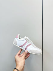 CELINE 25S JOGGER LOW LACE UP SNEAKER WITH TRIOMPHE IN WHITE GRAY SUEDE AND CALFSKIN