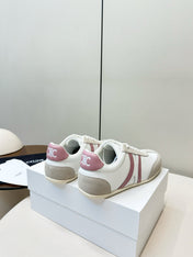CELINE 25S JOGGER LOW LACE UP SNEAKER WITH TRIOMPHE IN WHITE GRAY SUEDE AND CALFSKIN