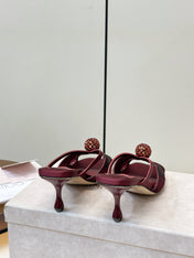 JIMMY CHOO 26S SACORA MULE 80 MM IN DARK RED CRYSTAL EMBELLISHMENT