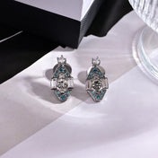 MIUMIU 26S GEOMETRIC CRYSTAL EMBELLISHED DROP EARRINGS IN SILVER TONE METAL 619178