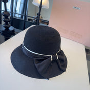 MIUMIU BLACK STRAW BUCKET HAT STYLE 51