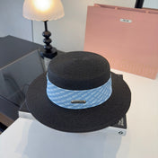 MIUMIU FLAT-BRIM STRAW HAT STYLE 40