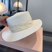 MIUMIU FLAT-BRIM STRAW HAT STYLE 10