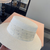 MIUMIU FLAT-BRIM STRAW HAT STYLE 10