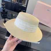 MIUMIU FLAT-BRIM STRAW HAT STYLE 8
