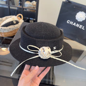 CHANEL 26S BOATER HAT WITH WHITE BOW 338035