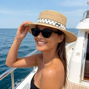 CHANEL 26S FLAT-BRIM STRAW HAT 338047