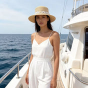 CHANEL 26S FLAT-BRIM STRAW HAT 338048