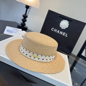 CHANEL 26S FLAT-BRIM STRAW HAT 338048