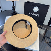 CHANEL 26S FLAT-BRIM STRAW HAT 338048