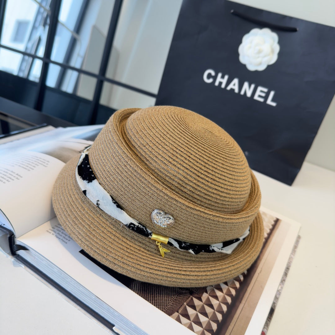CHANEL 26S BOATER STRAW HAT 338053