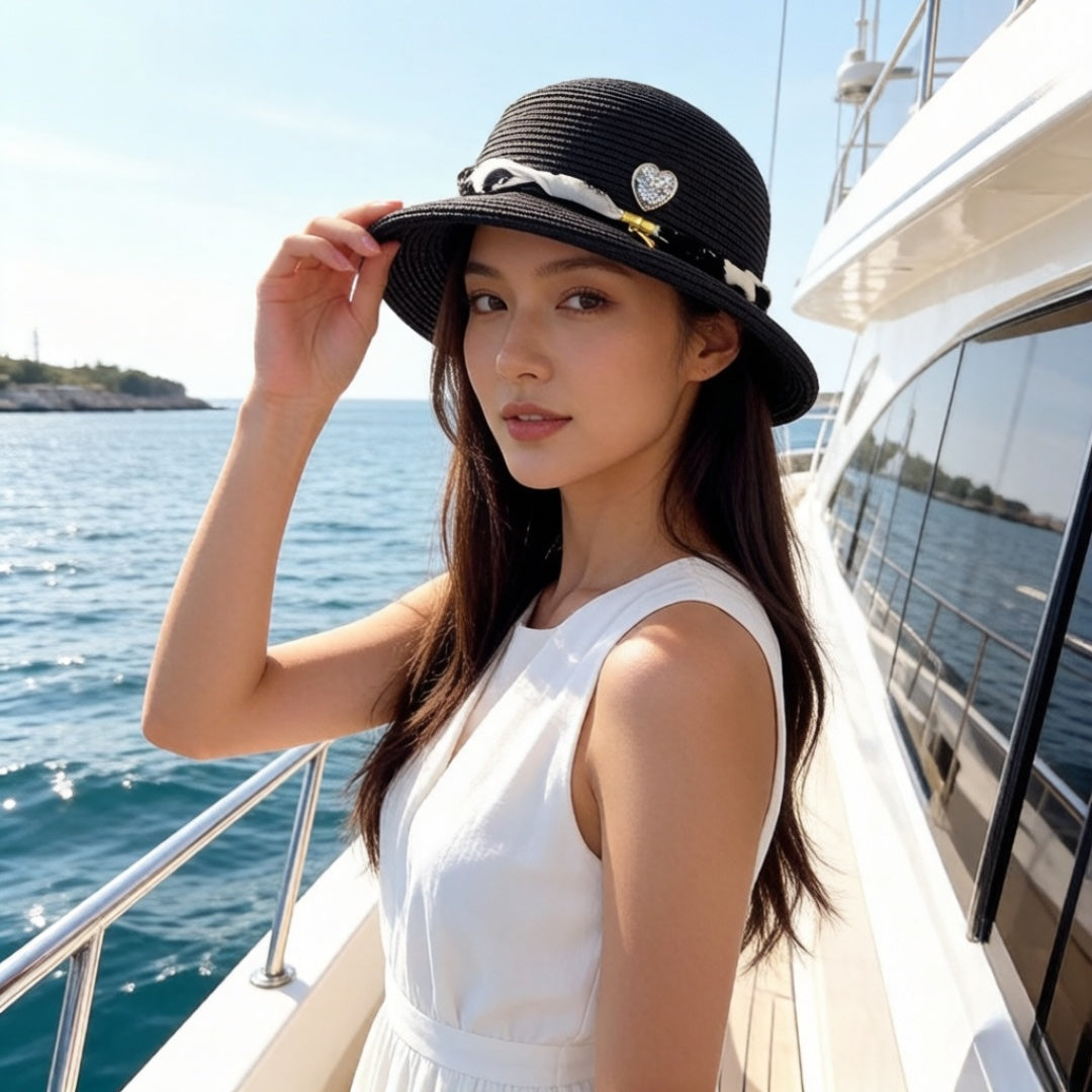 CHANEL 26S BOATER STRAW HAT 338054