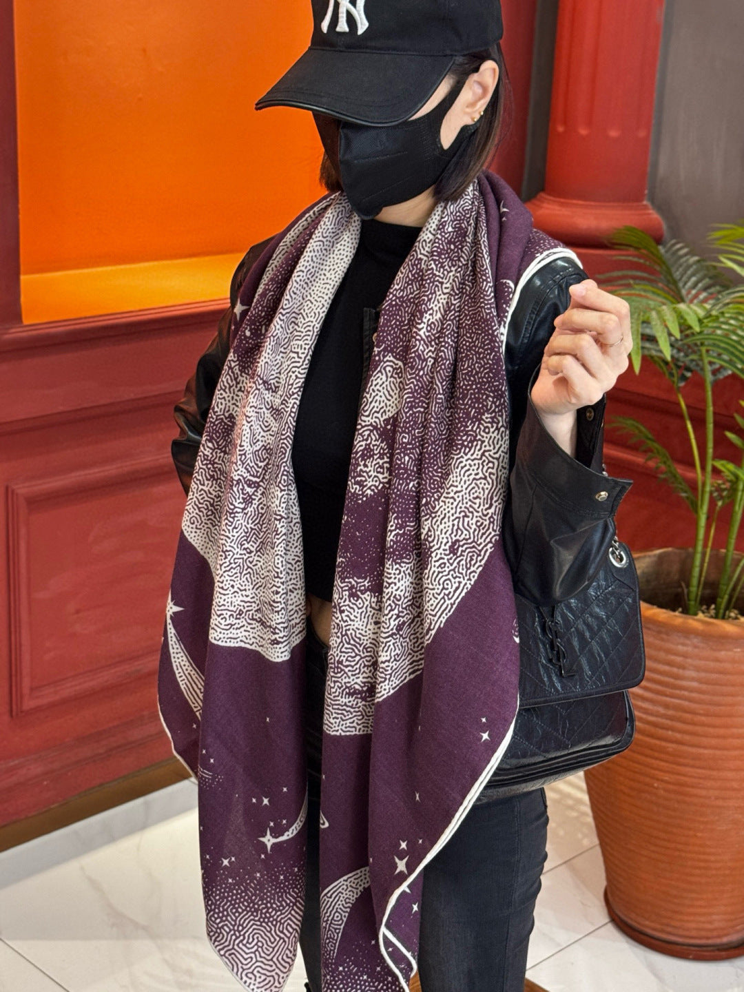 HERMES 25S SCARF 140 IN SILK CASHMERE 987419