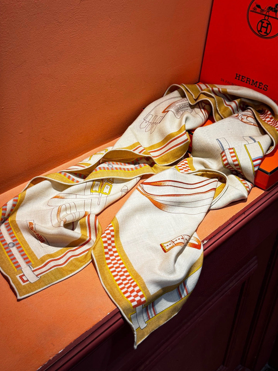 HERMES 25S SCARF 140 IN SILK CASHMERE 989481