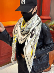HERMES 25S SCARF 140 IN SILK CASHMERE 989483