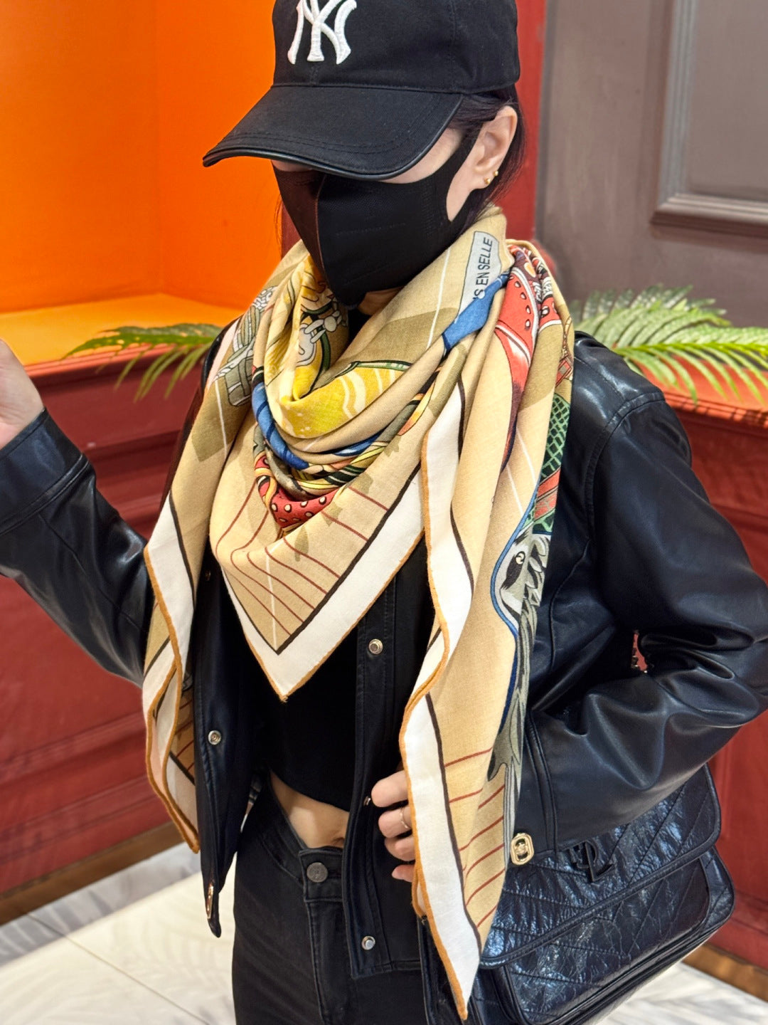 HERMES 25S SCARF 140 IN SILK CASHMERE 989487