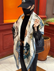 HERMES 25S SCARF 140 IN SILK CASHMERE 989488