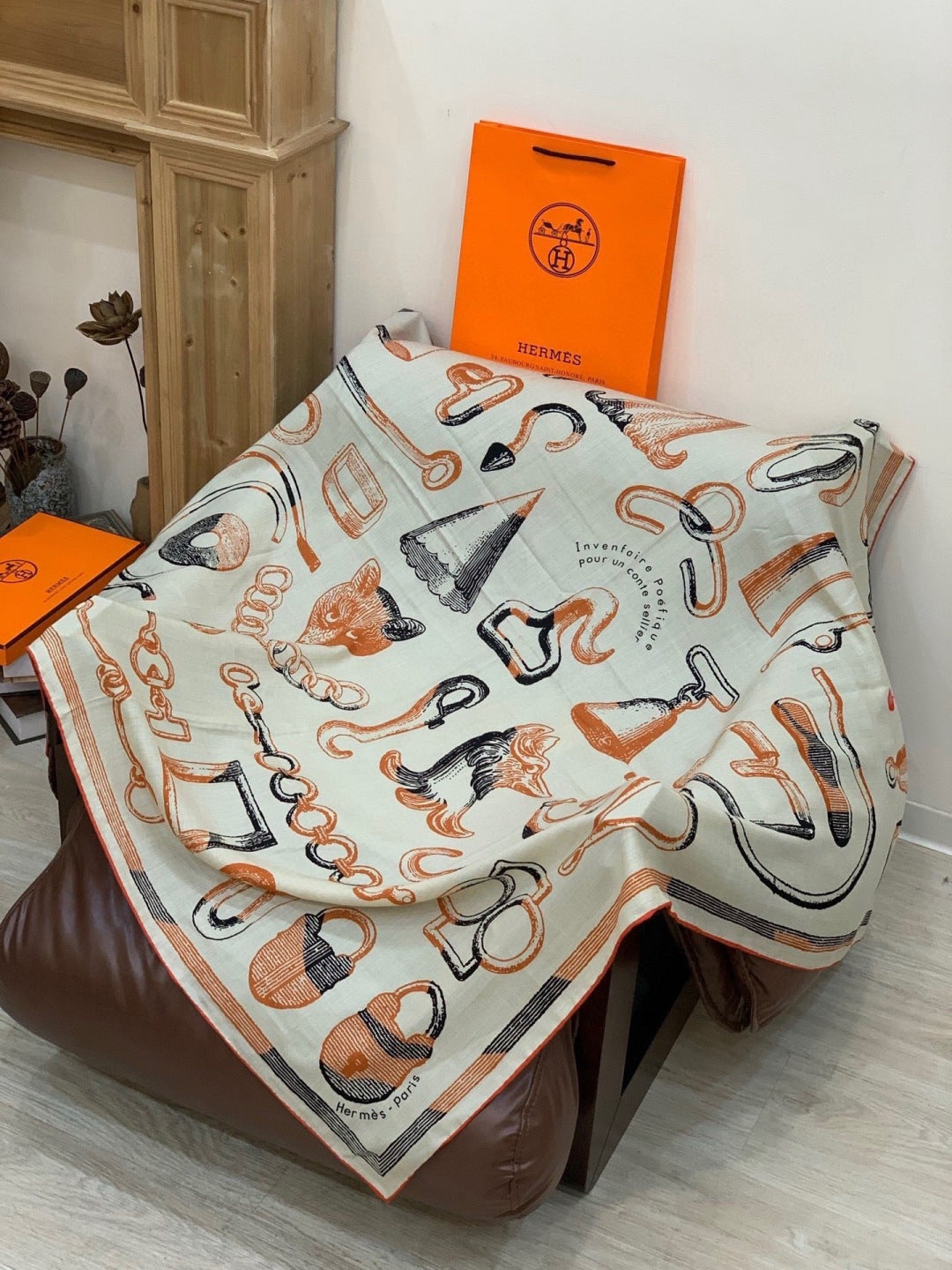 HERMES 25S SCARF 137 IN SILK CASHMERE 991692