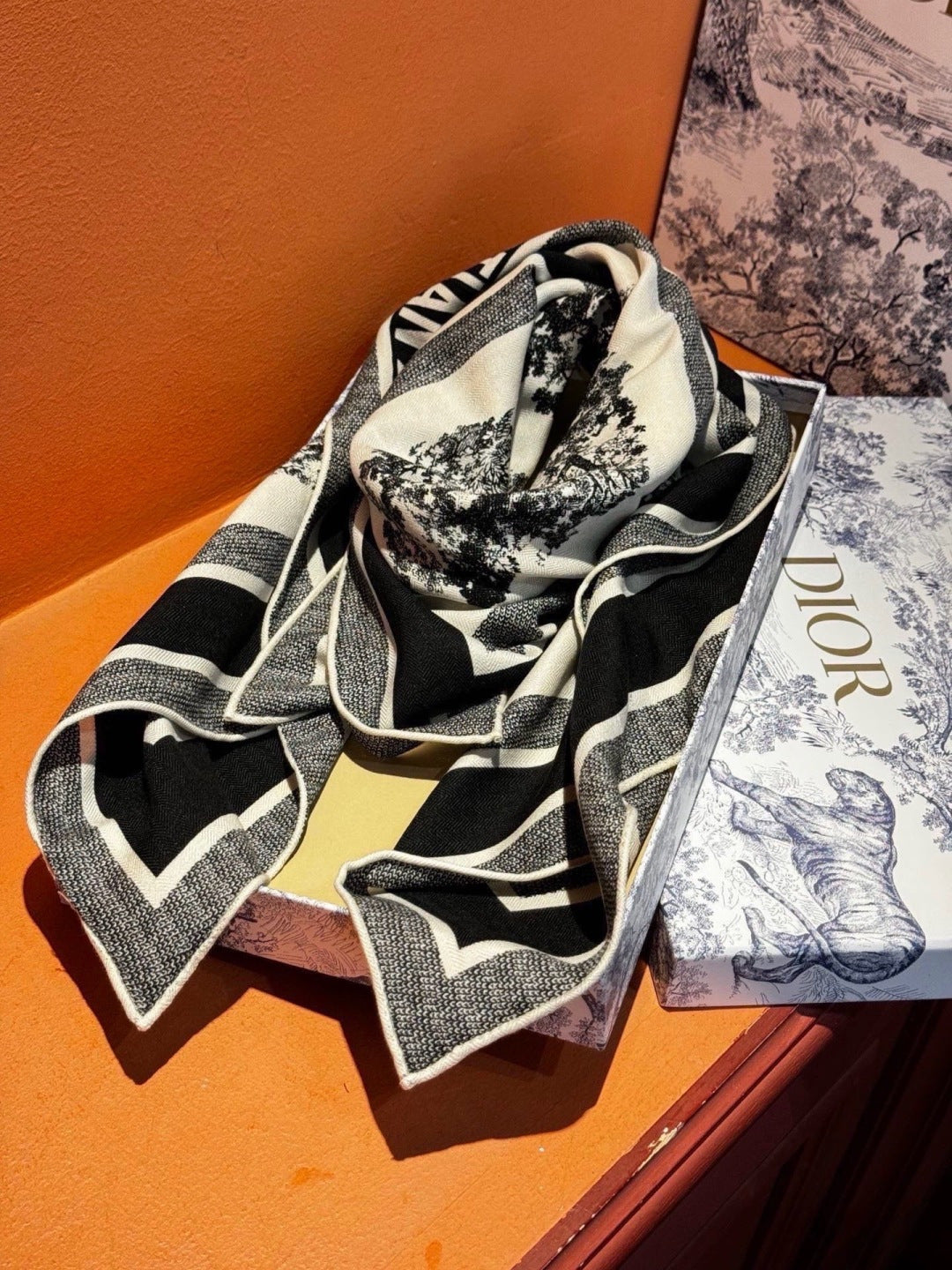 DIOR 26S SCARF 110CM IN WOOL & CASHMERE 300235