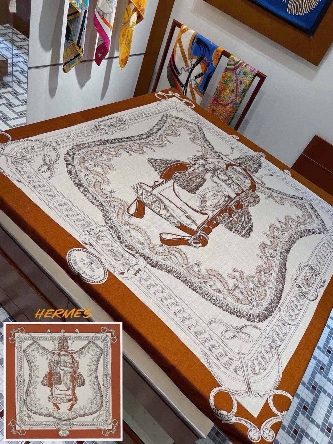 HERMES 26S SCARF 140 IN CASHMERE AND SILK 303354