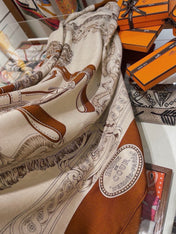 HERMES 26S SCARF 140 IN CASHMERE AND SILK 303354