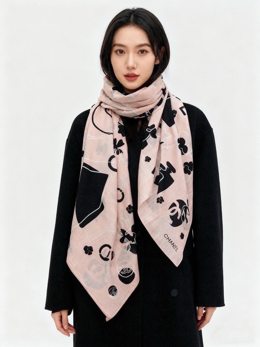 CHANEL 26S SCARF 140 IN CASHMERE AND SILK 303153