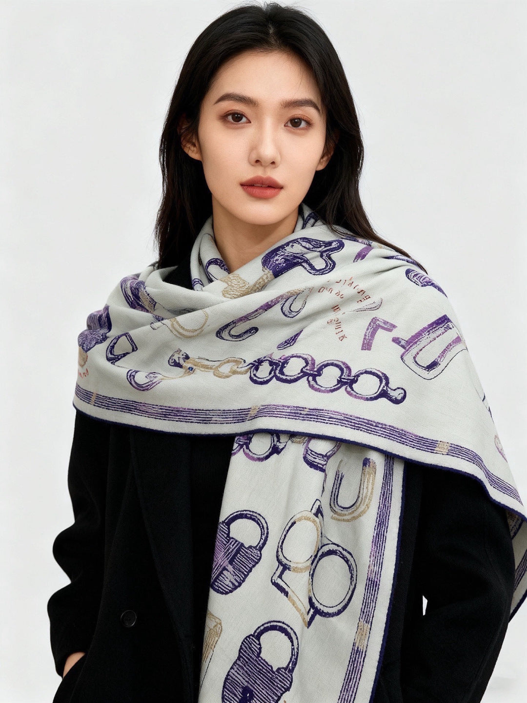 HERMES 26S SCARF 140 IN CASHMERE AND SILK 303155