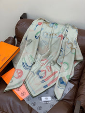 HERMES 26S SCARF 140 IN CASHMERE AND SILK 303156