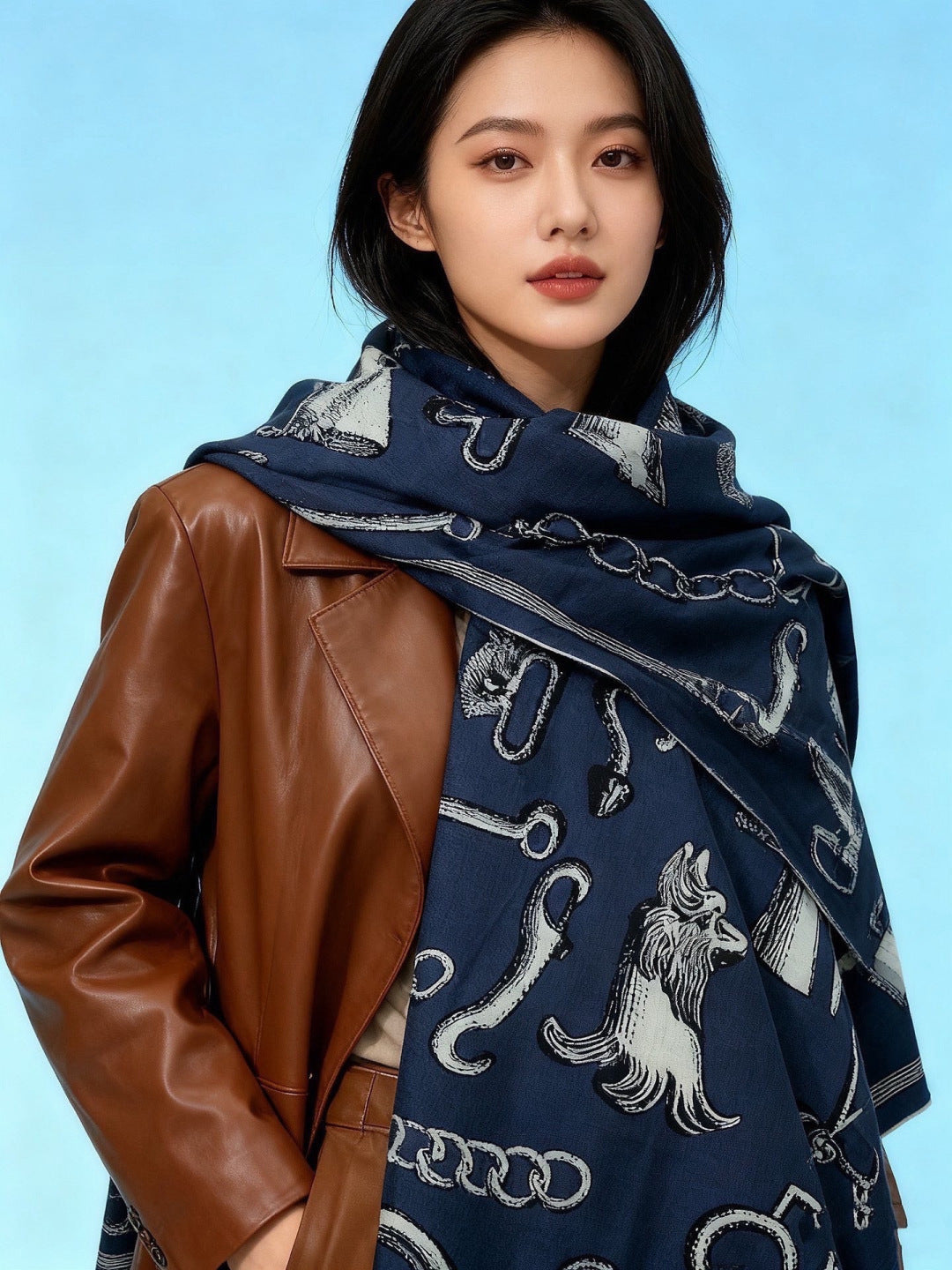 HERMES 26S SCARF 140 IN CASHMERE AND SILK 303157