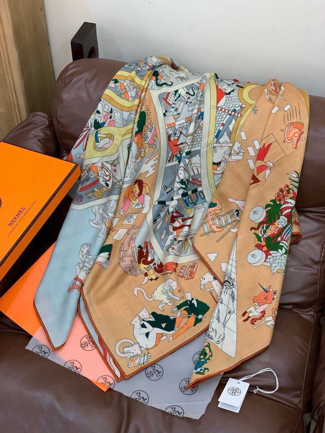 HERMES 26S SCARF 135 IN CASHMERE AND SILK 304246