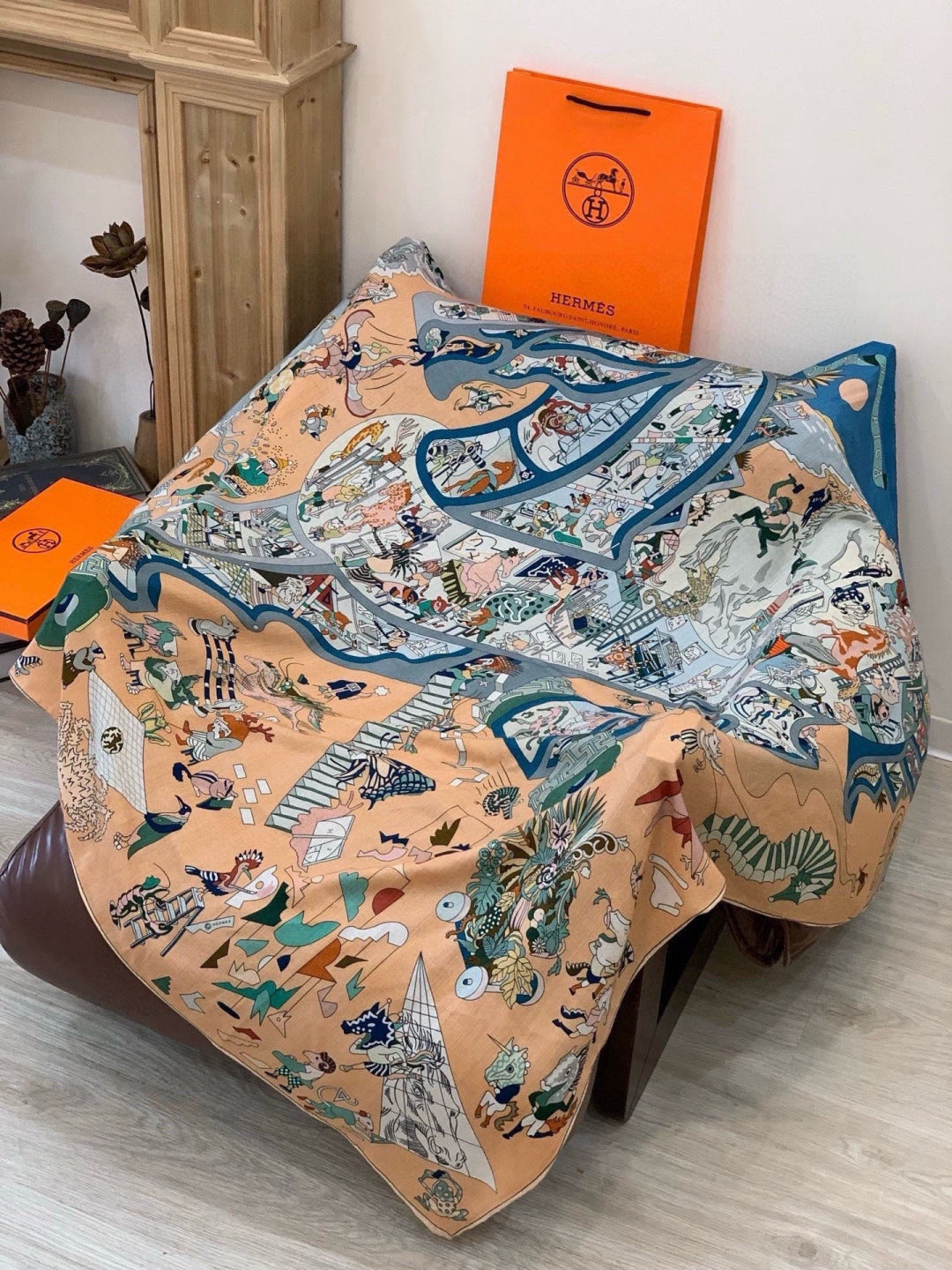 HERMES 26S SCARF 135 IN CASHMERE AND SILK 304249