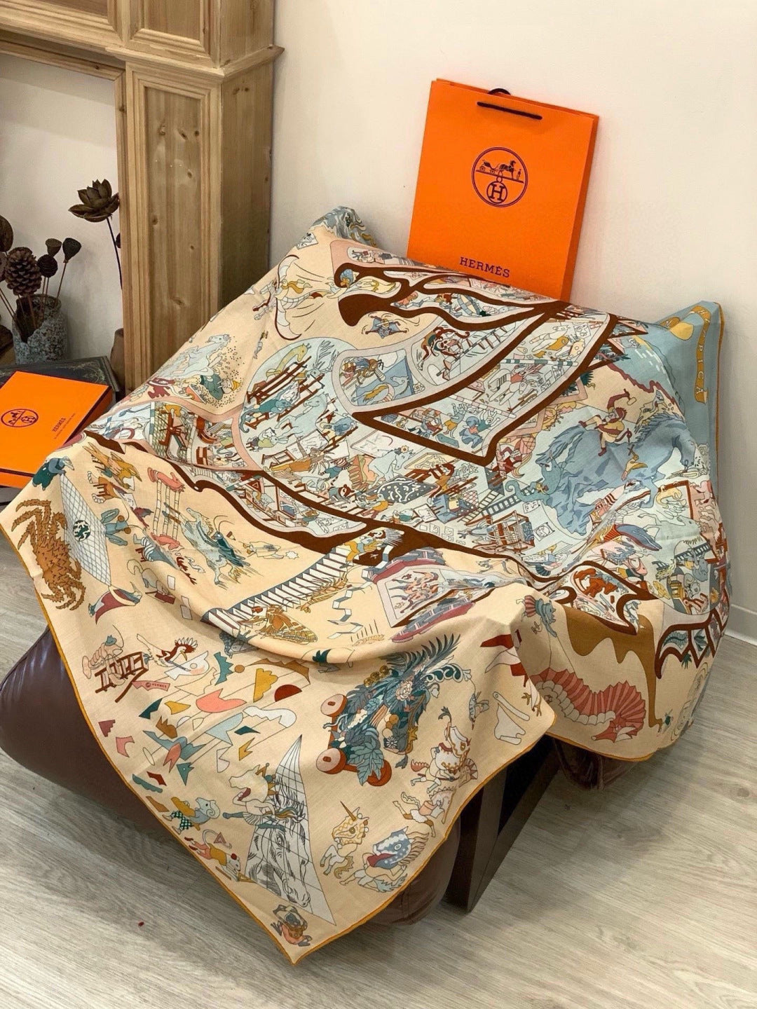 HERMES 26S SCARF 135 IN CASHMERE AND SILK 304250
