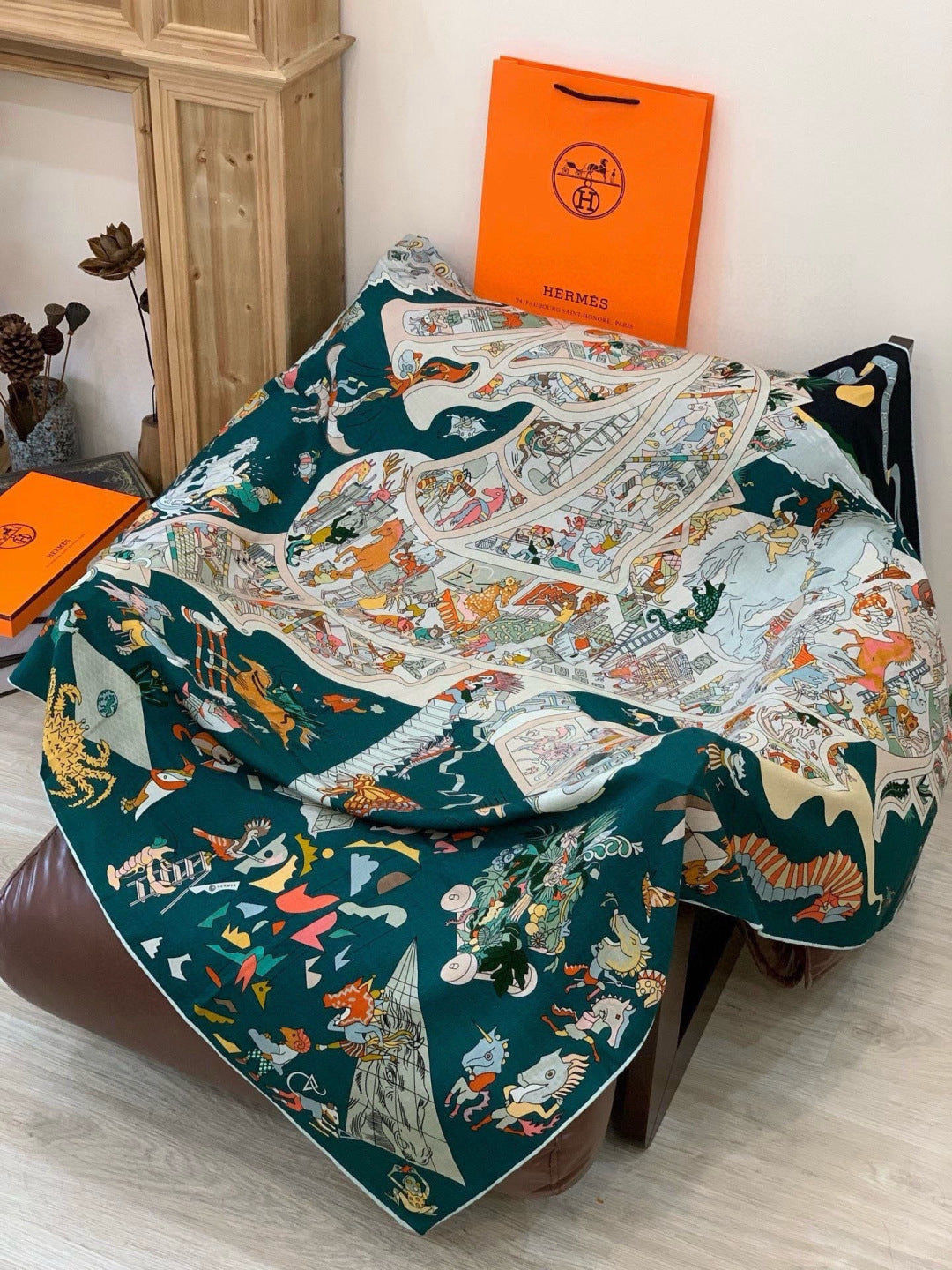HERMES 26S SCARF 135 IN CASHMERE AND SILK 304251