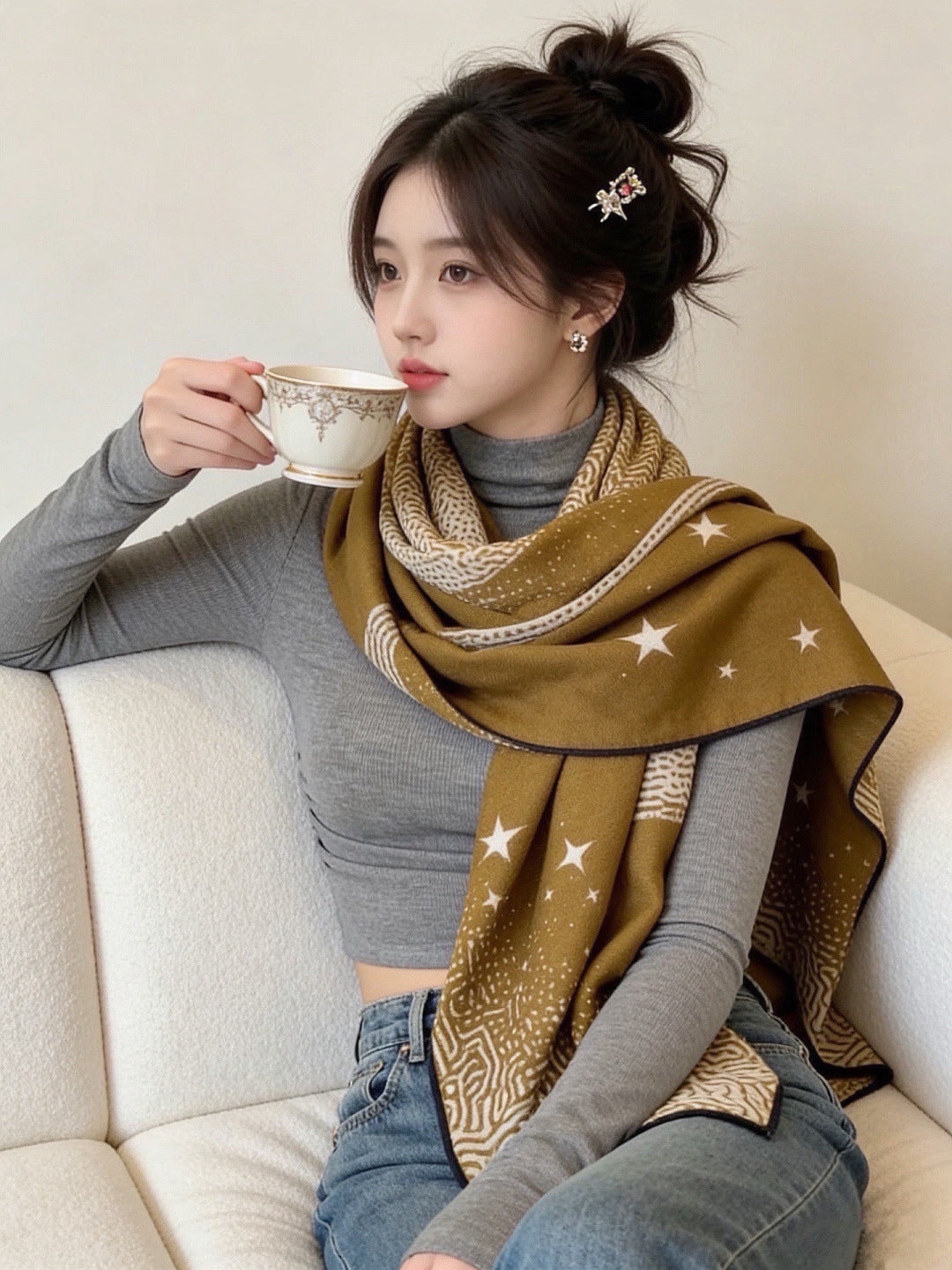 HERMES 26S SCARF 140 IN CASHMERE AND SILK 304679
